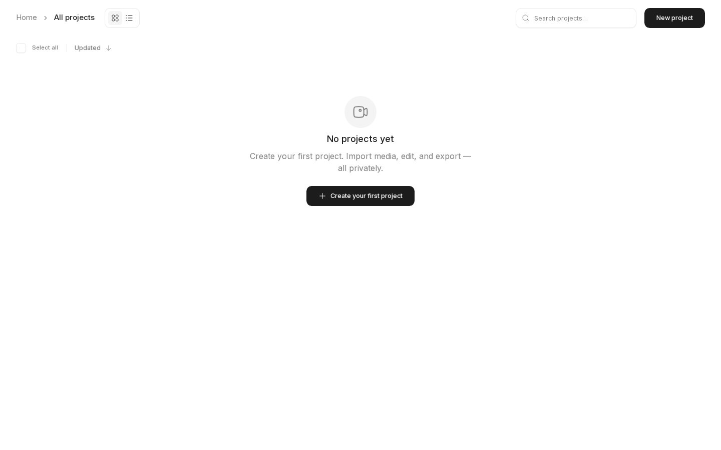 BriskClip projects dashboard